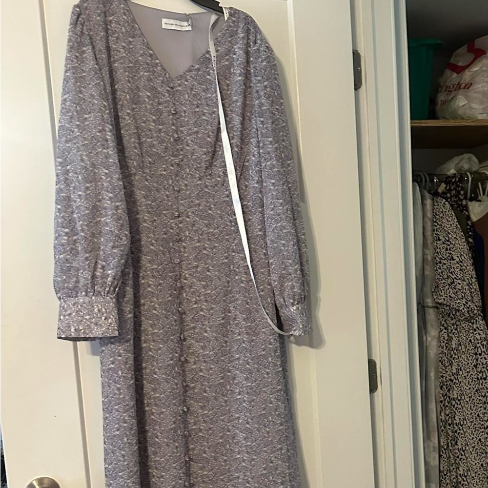 Veiled purple button down floral dress